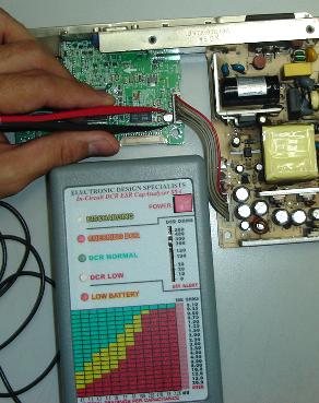 test electrolytic capacitors on board