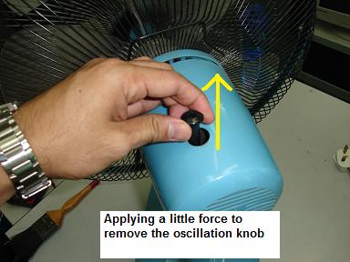 table fan oscillation knob